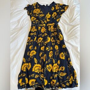 JCREW SIZE 2 Sunflower Nancy pleated midi dress